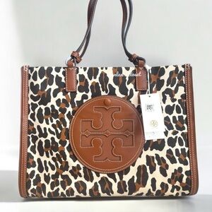 Tory Burch Leopard Print Tote with Brown Accents